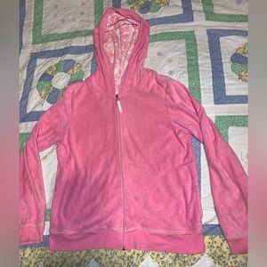Lilly Pulitzer Pink Zipper-Up Hoodie Sweater --- Woman's Medium